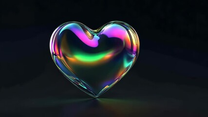 Aufkleber - captivating rainbow heart glimmering in low light at twilight, showcasing vibrant colors and texture