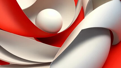 Poster - Swirling patterns of red and white create a captivating abstract composition showcasing fluidity and form Generative AI