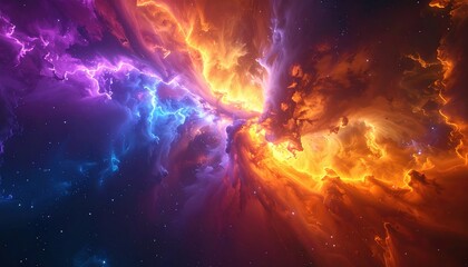 vibrant cosmic nebula in space with colorful clouds and stars