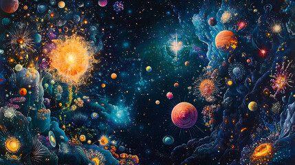 Wall Mural - colourful cosmic galactic