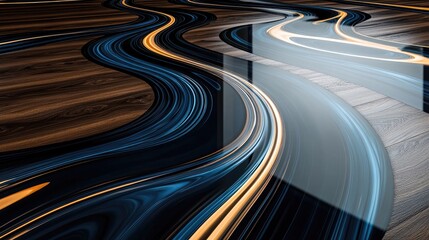 Wall Mural - Abstract floor design with flowing, vibrant streaks.