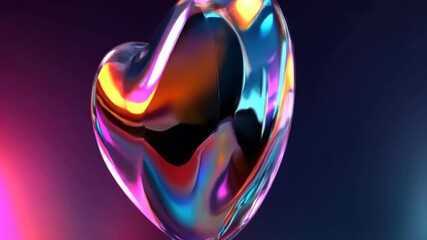 Fototapete - Radiant heart sculpture captures the essence of love in a mesmerizing display of colors and reflections Generative AI