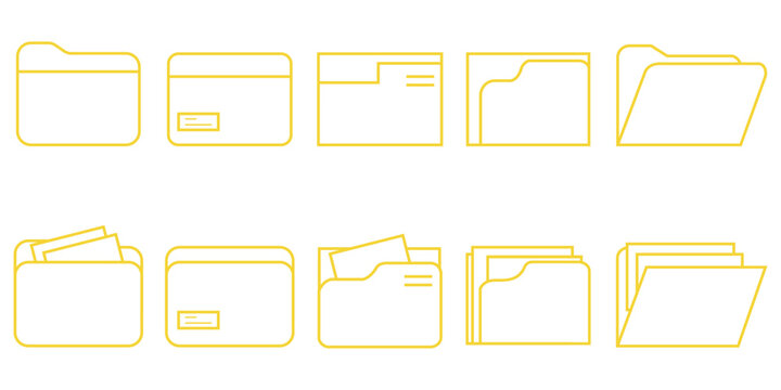 File folder icon set. File folder flat illustration. File folders set.