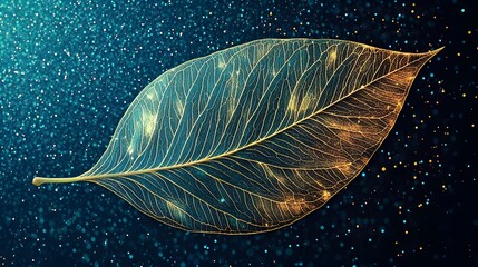 Wall Mural - Golden Leaf Vein Detail Abstract Nature Background