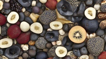 Wall Mural - Exotic Fruit and Seed Mix, Vibrant Nature Still Life Photography
