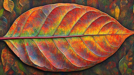 Wall Mural - Vibrant Autumn Leaf Closeup Detailed Macro Photography