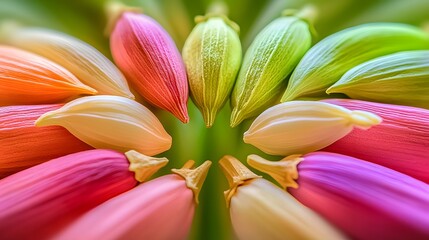 Wall Mural - Vibrant Colorful Flower Buds Closeup Macro Shot