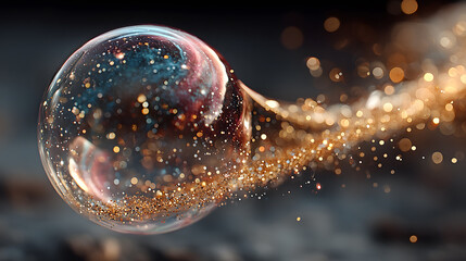 Wall Mural - Abstract Cosmic Bubble with Glowing Particles