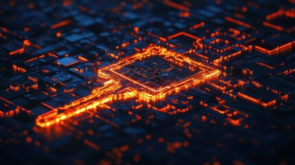Aufkleber - Glowing Circuitry Abstract: A Digital Landscape of Innovation