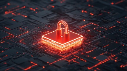 Poster - Cybersecurity: Digital Lock on Circuit Board