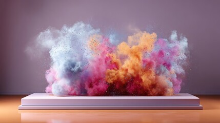Poster - abstract colorful powder explosion vibrant hues dynamic energy artistic 3d render digital art backgr