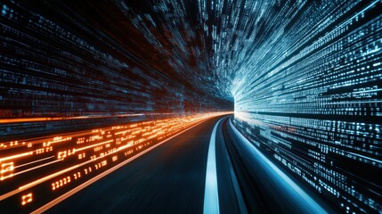 Aufkleber - Digital Highway: A Journey Through the Data Stream