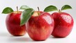 © Harry - Three Red Apples with Green Leaves Fresh Juicy Fruit Healthy Food Delicious Vitamin Rich Organic Produce Natural Sweet Taste Dietary Fiber Antioxidant Nutrition Red Apple