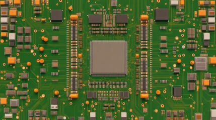 Poster - Close-up of a Circuit Board: High-Resolution Image of Electronic Components and Integrated Circuits