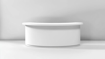 Aufkleber - Modern White Reception Desk Counter Minimalist Office Furniture Design Clean Simple Reception Area Business Interior Design Element Empty Showcase Display Stand Elegant  