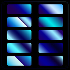 Premium metallic blue gradients set vector