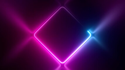 Poster - Neon light frame animation. Bright glowing laser beam abstract motion background. Colorful texture with vibrant illumination. Seamless loop.