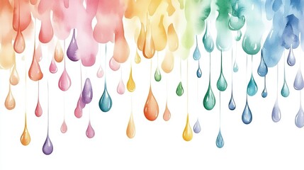 Poster - Rainbow Watercolor Dripping Paint Drops Background Design Abstract Colorful Fluid Art Texture Seamless Pattern Illustration  Watercolor  Background  Digital  Design red  