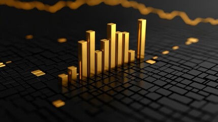 Poster - Golden Growth: A 3D Render of Financial Success