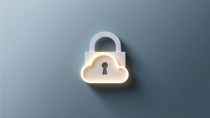Poster - stylized cloud and lock icon representing data security