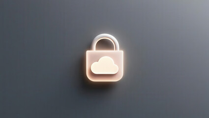 Poster - glowing cloud and lock icon representing data security and cloud