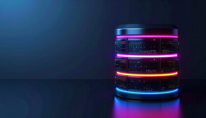 Poster - futuristic data storage device with colorful neon lights