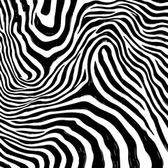 Fototapete - Dynamic black and white vector art featuring wavy, hypnotic lines. The abstract pattern creates an optical illusion effect and a sense of depth, perfect for modern, stylish backgrounds or design.