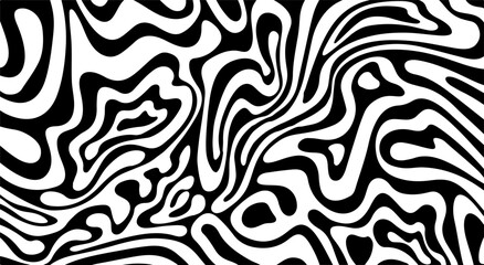 Fototapete - Monochrome wavy stripes twist and turn across the composition, creating an optical illusion effect. This abstract vector art is captivating, contemporary, and perfect for stylish decorative use.