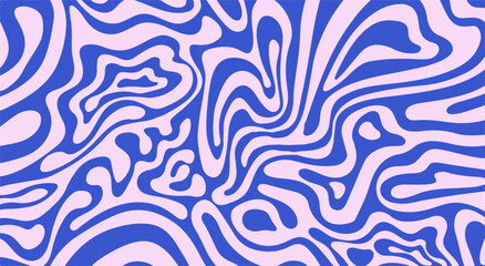 Aufkleber - Dynamic blue and pale pink vector art featuring wavy, hypnotic lines. The abstract pattern creates an optical illusion effect, perfect for modern psychedelic backgrounds or design.