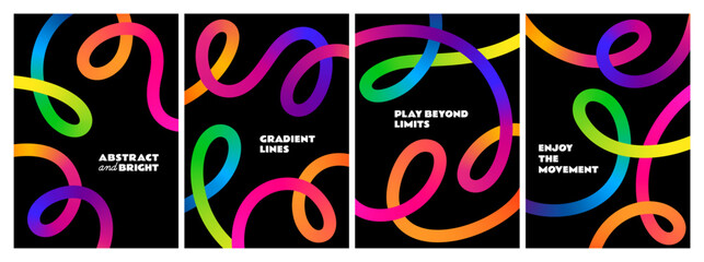 Fototapete - Abstract Color Shapes Pattern. Background with Wave Gradient Lines. Vector Rainbow Ribbons. 3D Graphic Design Elements