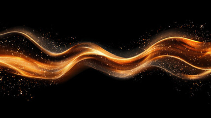 Poster - A long, curvy line of gold sparks with a black background. The line is full of energy and movement, giving the impression of a dynamic and exciting scene