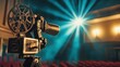 © alindiyani - Cinematic history comes alive: a vintage movie camera with an elegant backdrop