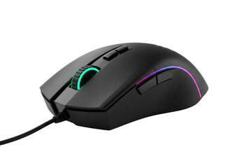 gaming mouse with rgb lighting on transparent background