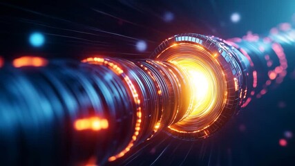 Poster - Vibrant Circular Motion with Energy Flow in Abstract Digital Space