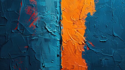 Poster - This vibrant abstract art features a bold blue and orange design with rich textures and layers, perfect for modern decor or creative projects.