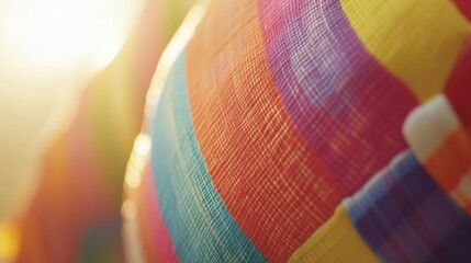 Poster - Vibrant Colorful Textile Close-Up with Soft Light in Background for Decoration