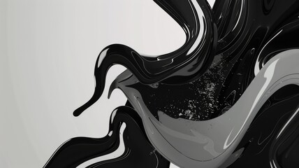 Fototapete - This stylized black and white abstract animation features fluid shapes and dynamic textures, creating an elegant and modern visual experience. Perfect for various digital projects.