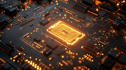 Poster - Close up view of Futuristic Digital Cloud on Circuit Board.  - ai