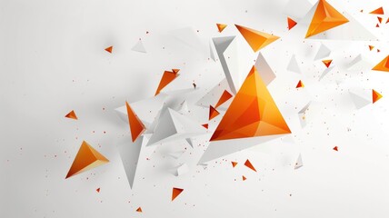Poster - This abstract graphic design features dynamic geometric shapes in orange and white, creating a vibrant modern composition ideal for creative projects and presentations.
