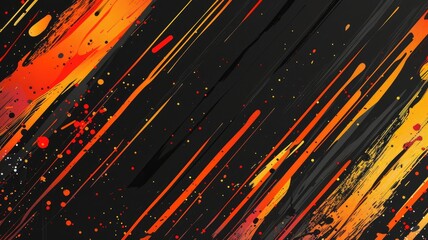 Fototapete - A striking abstract background featuring bold orange streaks against a deep black backdrop. Ideal for creative projects, presentations, or artistic displays.