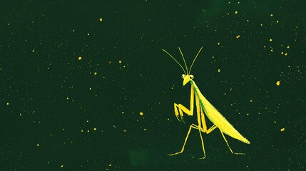 Praying Mantis on Dark Background, Close up of a praying mantis on a dark green background.