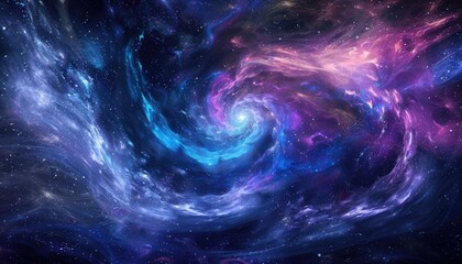 Poster - Galaxy scene of vibrant planet inside outer space orbit with vividness of light from nebula or star. Universe scenery with various celestial object of cosmos perfect for astronomy background. AIG61.