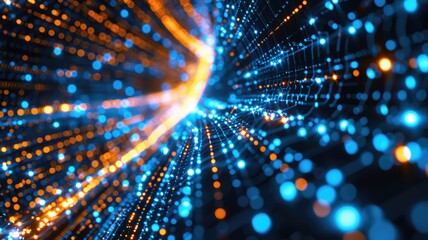 Leinwandbilder - abstract picture of digital particle with digital technology style design connecting become dynamic 