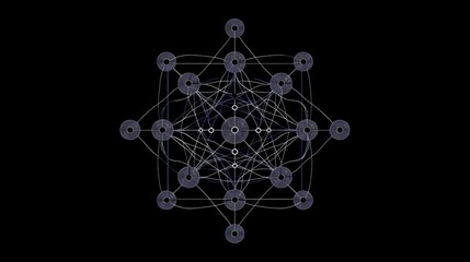 Poster - This abstract geometric logo design features interconnected shapes on a dark background, symbolizing creativity and innovation through modern visual art.