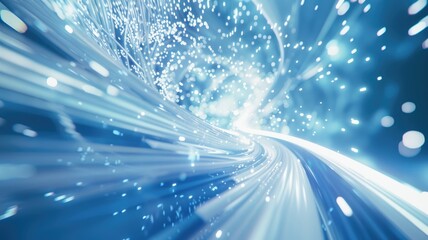 Poster - A stunning futuristic visual of bright white light waves flowing through a tunnel of vibrant colors, creating an ethereal dynamic motion effect.