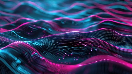 Poster - This vibrant abstract background features flowing waves of colorful light, perfect for showcasing technology, innovation, or modern design themes.
