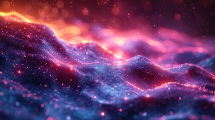 Poster - Mystery picture of purple ray and blue light spark particles scattered across a space background, create an abstract effect perfect for design that aim to evoke a sense of fantasy and energy. AIG53.