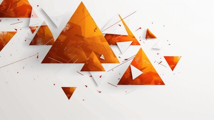 Poster - This abstract graphic features dynamic orange triangles and shapes, creating a visually striking composition that emphasizes creativity and modern design aesthetics.