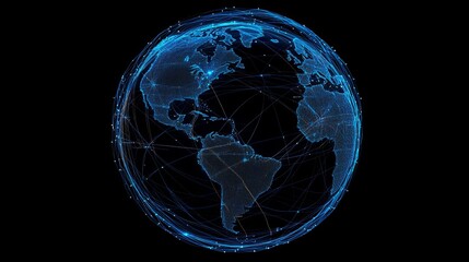 Poster - global network connections digital earth abstract blue technology background futuristic world map il