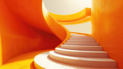 Poster - This image showcases an abstract and distorted view of a yellow cylinder structure, featuring smooth curves and dynamic lines that create a vibrant, modern interior space.